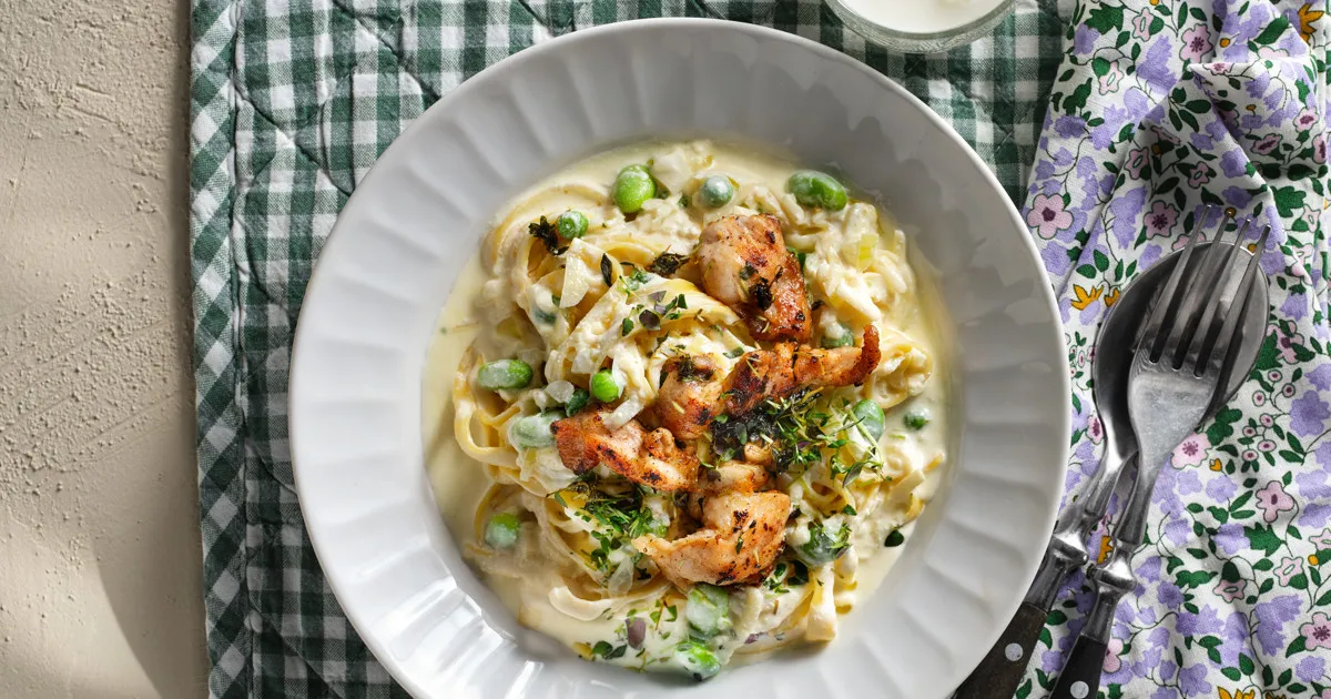 Pasta Alfredo med kyckling